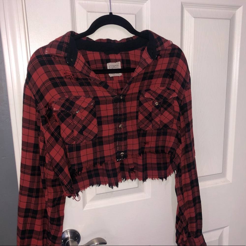 LF CROPPED RED FLANNEL ✨ (ONE OF A KIND)